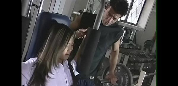  Instead of training beautiful asian chick Lucy Lee gets her pussy fucked in the gym